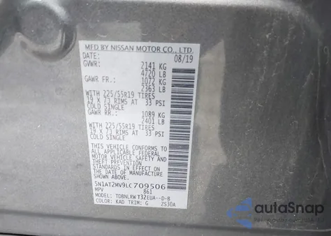 2020 Nissan Rogue Sl Intelligent Awd from USA, damaged, VIN 5N1AT2MV9LC709506